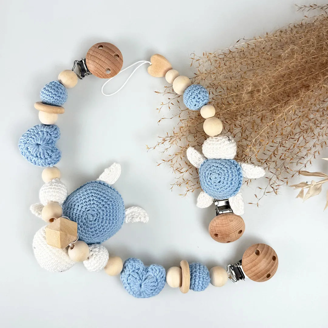 Schildkröten Kinderwagen- und Schnullerkette im Set