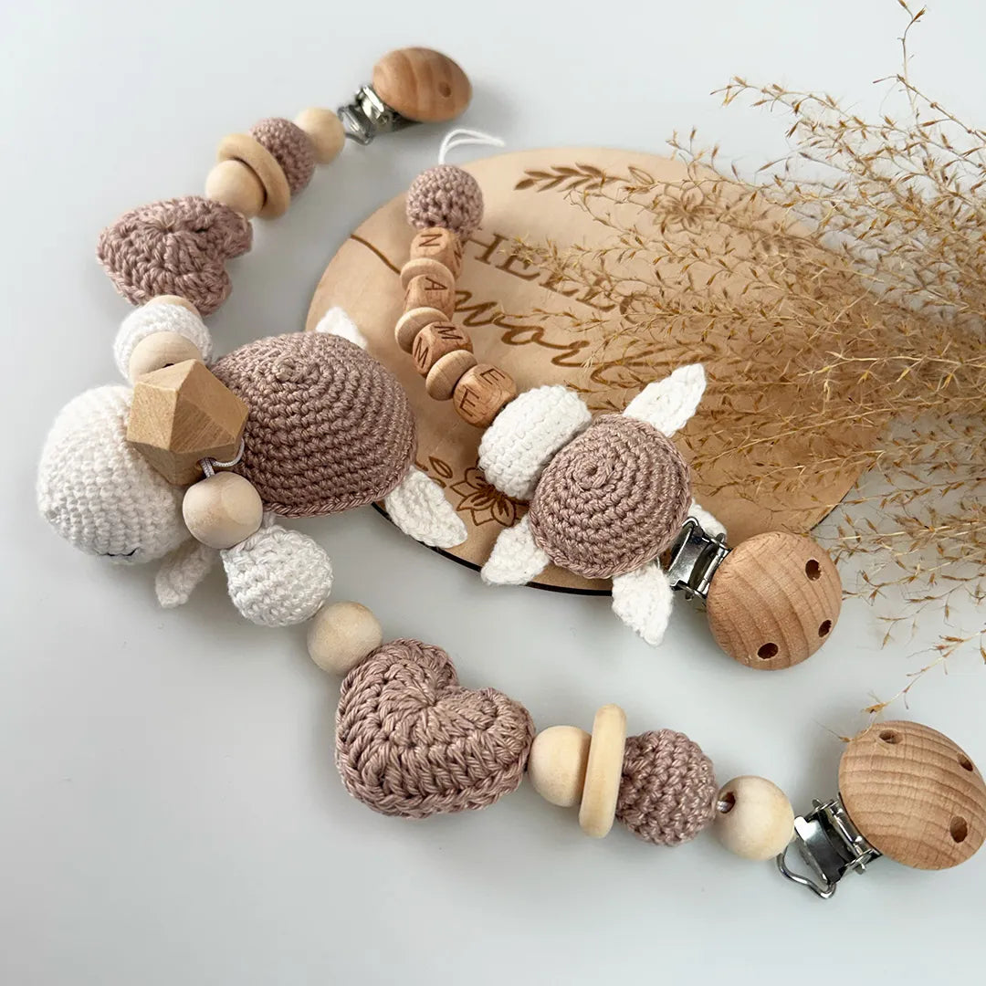 Schildkröten Kinderwagen- und personalisierte Schnullerkette im Set